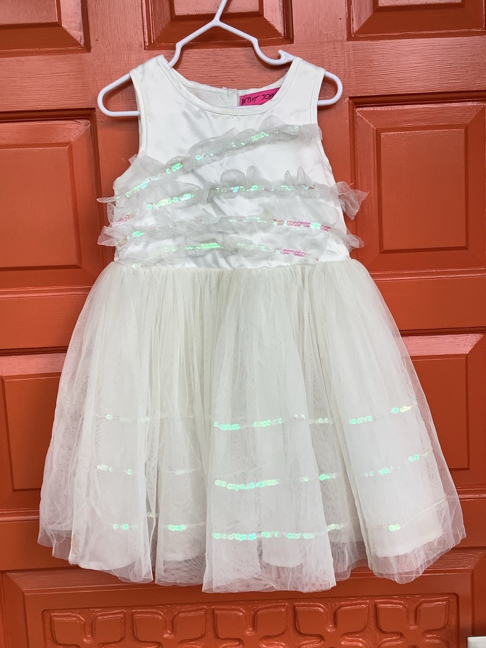 Betsey Johnson Girls White Tulle Net Special Occasions Dress SZ 5